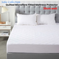 Soho Collection Quilted Microfibre Fitted Mattress Protector 38cm Wall King