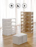 Kylin Cubes Storage Folding Shoe Box With 2 Column & 12 Grids & 6 Brown Door