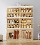 Kylin Cubes Storage Folding Shoe Cabinet With 2 Column & 7 Grids & 4 Brown Door