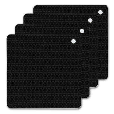 4 Pack Multi Purpose Silicone Insulation Mat Heat-Resistant Dishes Pads(Black)