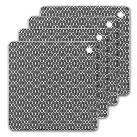 4 Pack Multi Purpose Silicone Insulation Mat Heat-Resistant Dishes Pads(Grey)