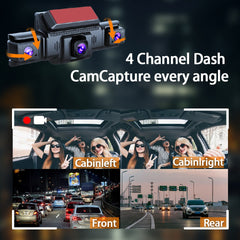 4-Channel 360° Panoramic 1080P HD Dash Cam Comes With 32GB TF Card