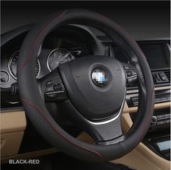 Universal Luxury Car 37-38cm Steering Wheel Cover PU Leather Non-slip Breathable (Black-blue)