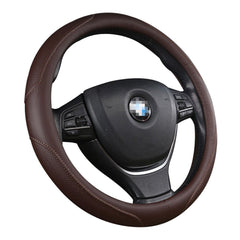 Universal Luxury Car 37-38cm Steering Wheel Cover PU Leather Non-slip Breathable (Brown)