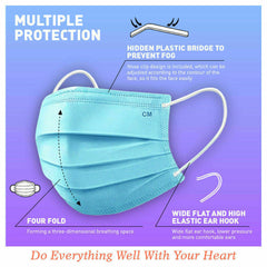 50Pc Face Masks General Daily Protection 3-Layer Anti Bacterial Filter Au Stock