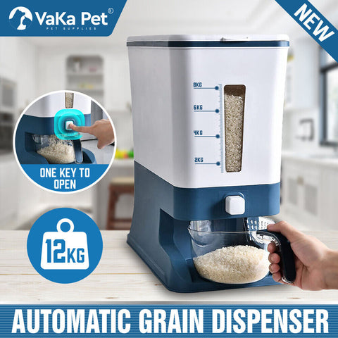Auto Grain Case Cereal Dispenser Storage Box Kitchen Food Rice Container Cup