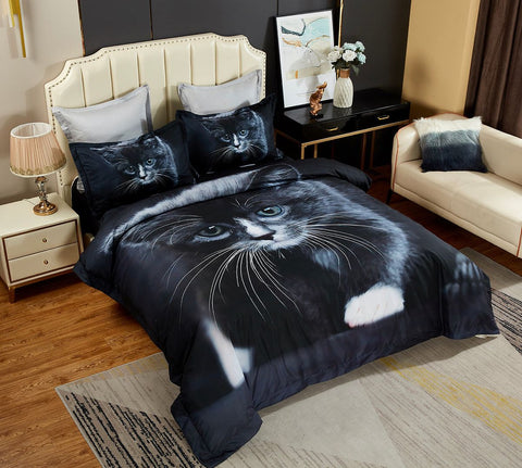 Cat Quilt Cover Set - Queen Size