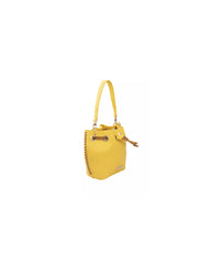 Golden Logoed Shoulder Bag with Drawstring Closure and Internal Compartments One Size Women