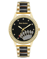 Gold Fashion Analog Watch with Rhine Stone Facing One Size Women