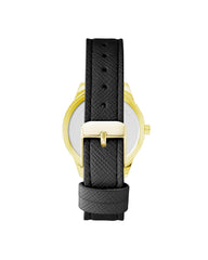 Gold Rhinestone Fashion Watch with Leatherette Strap One Size Women