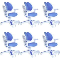 Ergonomic Children Kids Study Chair Set of 6 Height Adjustable - Blue