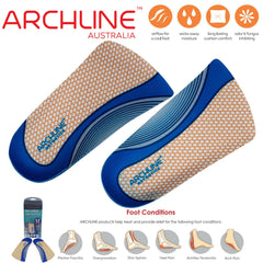 ARCHLINE 3/4 Slim Orthotics Plantar Fasciitis Insoles Balance Support Relief - EUR 41