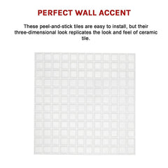 Tiles 3D Peel and Stick Wall Tile Stereoscopic Crystal White 10 Sheets