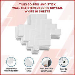 Tiles 3D Peel and Stick Wall Tile Herringbone White 10 Sheets