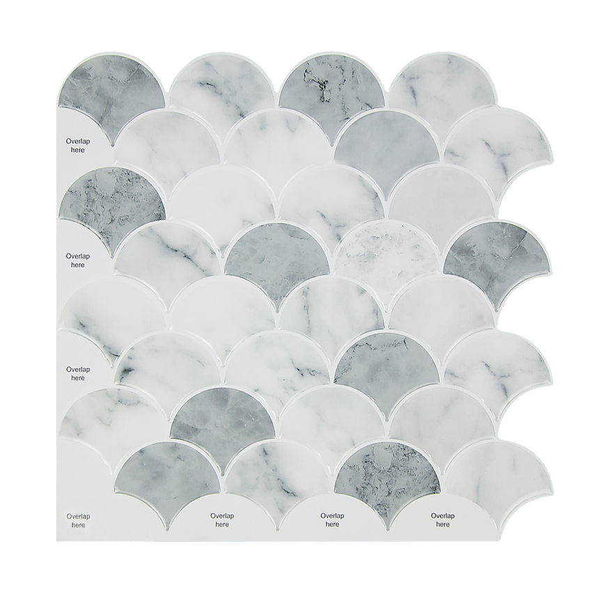 Tiles 3D Peel and Stick Wall Tile Fish Scale Mosaic 10 Sheets
