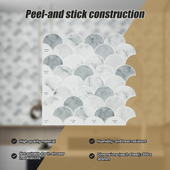 Tiles 3D Peel and Stick Wall Tile Fish Scale Mosaic 10 Sheets