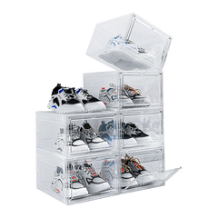 Sneaker Display Case Shoe Storage Organizer Box Stackable Plastic Clear Magnetic