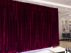 Long 4-Way Stretch Velvet Curtains 600x265cm with 30 hooks Pinch Pleat Burgundy