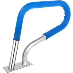 VEVOR Pool Rail 32x23 Pool Railing 304 Stainless Steel 250LBS Load Capacity Silver Rustproof Pool Handrail Humanized Swimming Pool Handrail with Blue Grip Cover & M8 Drill Bit & Self-Taping Screws