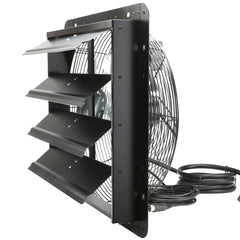 VEVOR Shutter Exhaust Fan, 406 mm /16inch with Temperature Humidity Controller, EC-motor, 1747 CFM, Variable Speed Adjustable Wall Mount Attic Fan, Ventilation and Cooling for Greenhouses, Garages, Sheds