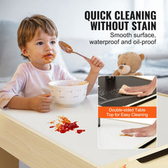 VEVOR Kids Table and Chair Set Wooden Activity Table with Storage Space & Boxes