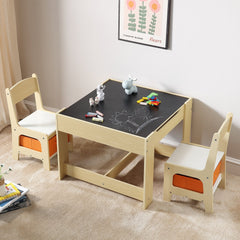 VEVOR Kids Table and Chair Set Wooden Activity Table with Storage Space & Boxes