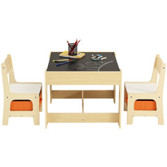VEVOR Kids Table and Chair Set Wooden Activity Table with Storage Space & Boxes