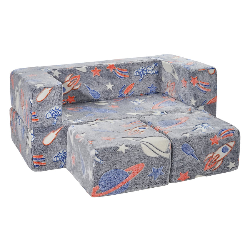 VEVOR Modular Kids Play Couch 4Pcs DIY Glow in the Dark Toddler Chair Grey