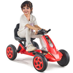 VEVOR Go Kart 4 Wheel Pedal Ride On Toy for Kids Ages 3-8 Adjustable Seat Red