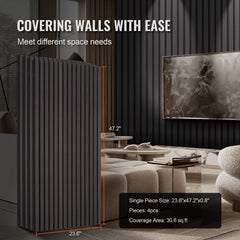 VEVOR Wood Slat Acoustic Panels 23.6 x 47.2 inch for Modern Wall Decor Black Oak