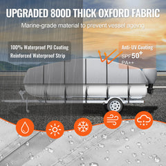 VEVOR Pontoon Boat Cover 800D Waterproof Trailerable 19-20 ft with Storage Bag