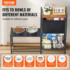 VEVOR Pet Feeding Station with Storage Dog Food & Toy Organizer Raised Dog Bowls