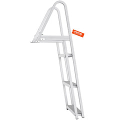 VEVOR Dock Ladder, Removable 3 Steps, 159 kg Load Capacity, Aluminum Alloy Pontoon Boat Ladder with 101.6 mm Wide Step & Nonslip Rubber Mat, Easy to Install for Ship/Lake/Pool/Marine Boarding