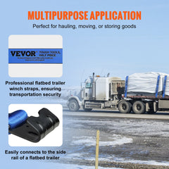 VEVOR Winch Straps, 10.2 cm x 9.1 m, 2.7T Load Capacity, 8.2T Breaking Strength, Truck Straps with Flat Hook, Flatbed Tie Downs Cargo Control for Trailers, Farms, Rescues, Tree Saver, Blue (10 Pack)