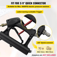 VEVOR Telescoping Pressure Washer Wand, 20 ft 5-Section Length Adjustable, Max. 4000 PSI Fit for 3/8'' Quick Connection, 5 Spray Nozzles, Belt, for Roof, Fence, Gutter, Silver