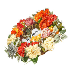 VEVOR Artificial Decorative Wreath 60.96 cm Red Orange Yellow Hydrangeas Roses