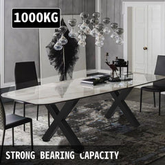 VEVOR Set of 2 Steel Table Legs, 16'Height 15'Wide Dining Table Legs, Heavy Duty 3.1" Square Box Section X Frame Table Legs, 16x15x3.1 Inch Black Color Industrial Country Style Metal Dining Legs
