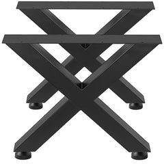 VEVOR Set of 2 Steel Table Legs, 16'Height 15'Wide Dining Table Legs, Heavy Duty 3.1" Square Box Section X Frame Table Legs, 16x15x3.1 Inch Black Color Industrial Country Style Metal Dining Legs