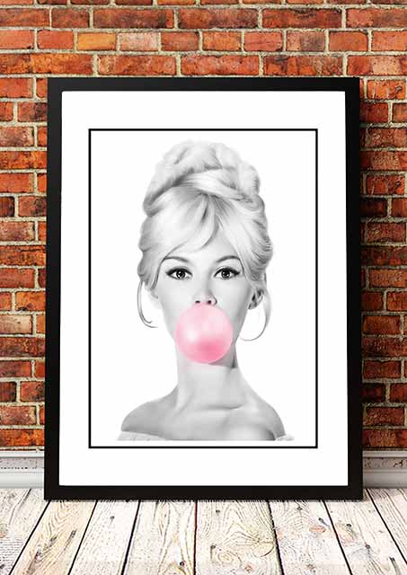 Bridgit Bardot ‘Bubblegum’ Pop Art Poster - Framed A3