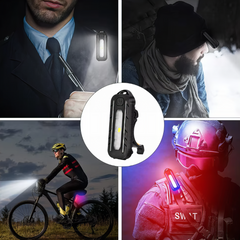 LED Red White & Blue Flashing Chest Clip Strobe Light