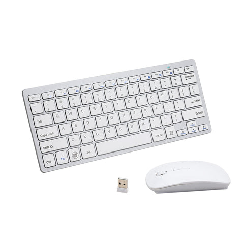 Wireless Keyboard and Mouse Combo Bluetooth Set for PC Laptop Phone Tablet 78 Keys White