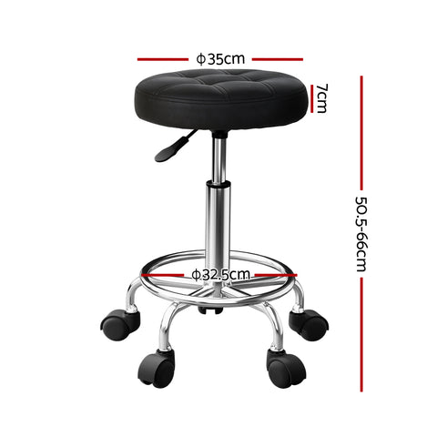 Artiss Salon Stool Swivel Height Adjustable Round Barber Spa Chair PU Black