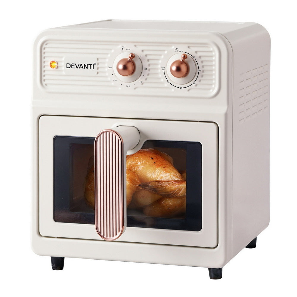 Devanti 6L Air Fryer Knob Control 1700W Cream