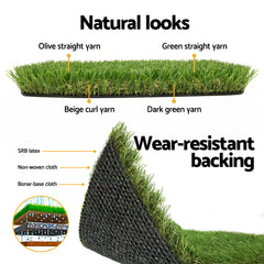 Prime Turf Artificial Grass 30mm 2mx5m Synthetic Fake Lawn Turf Plastic Plant 4-coloured