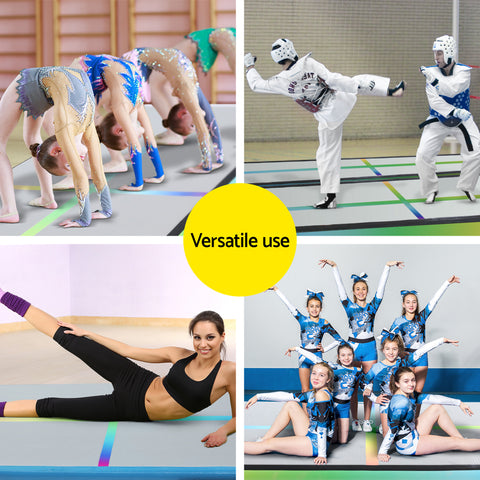 Everfit 4M Air Track Gymnastics Tumbling Exercise Mat W/ Pump Inflatable Colored