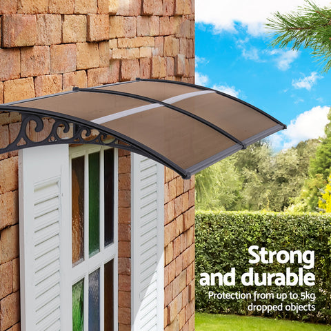 Instahut Window Door Awning 0.8mx2m Brown
