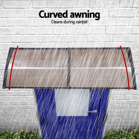 Instahut Window Door Awning 0.8mx2m Brown