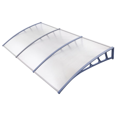 Instahut Window Door Awning Canopy 1.5mx3m Transparent Sheet Grey Plastic Frame