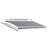 Instahut Retractable Folding Arm Awning Manual Sunshade 3Mx2.5M Pearl Grey