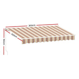 Instahut Retractable Folding Arm Awning Motorised Sunshade 3Mx2.5M Beige Brown